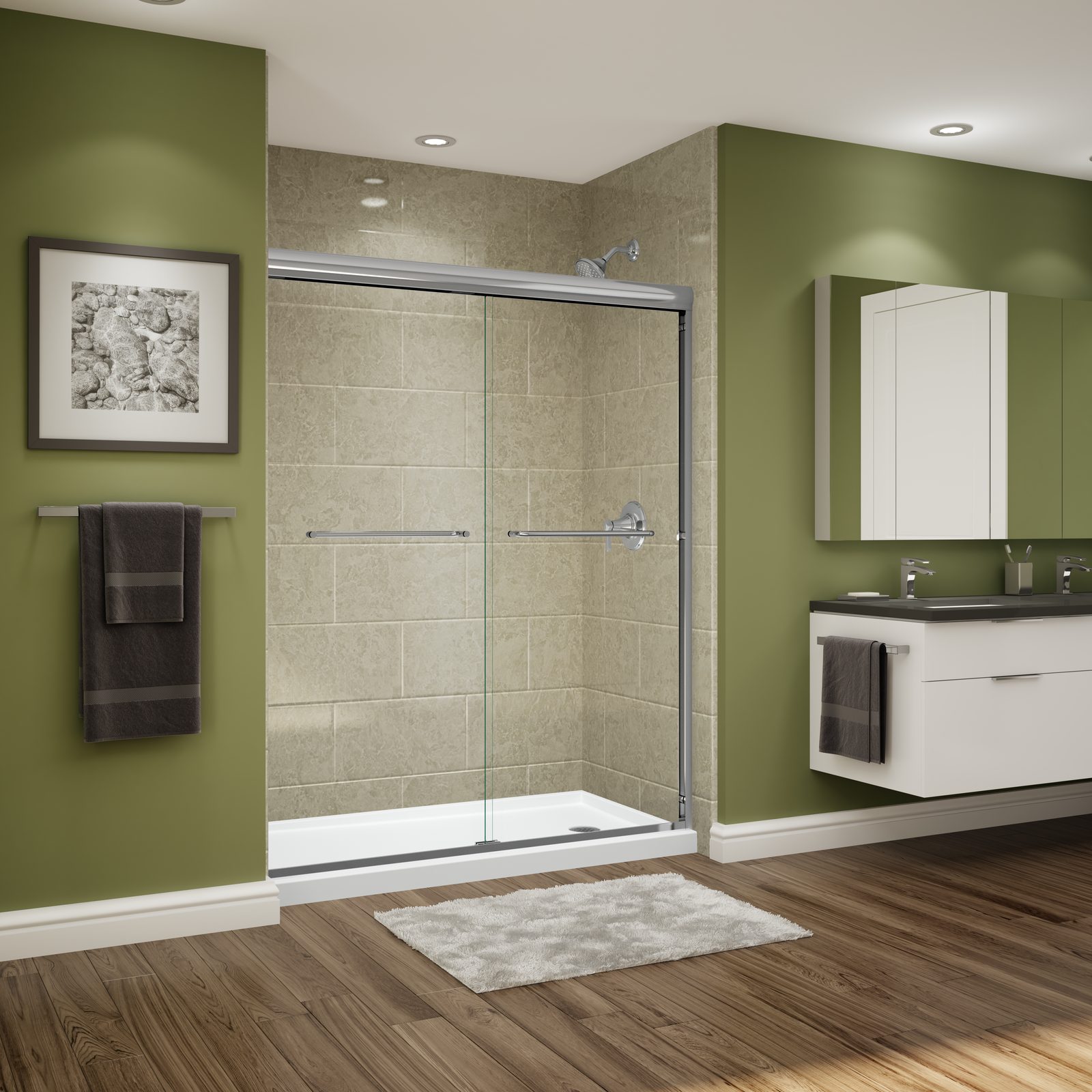 Sandstone shower with door